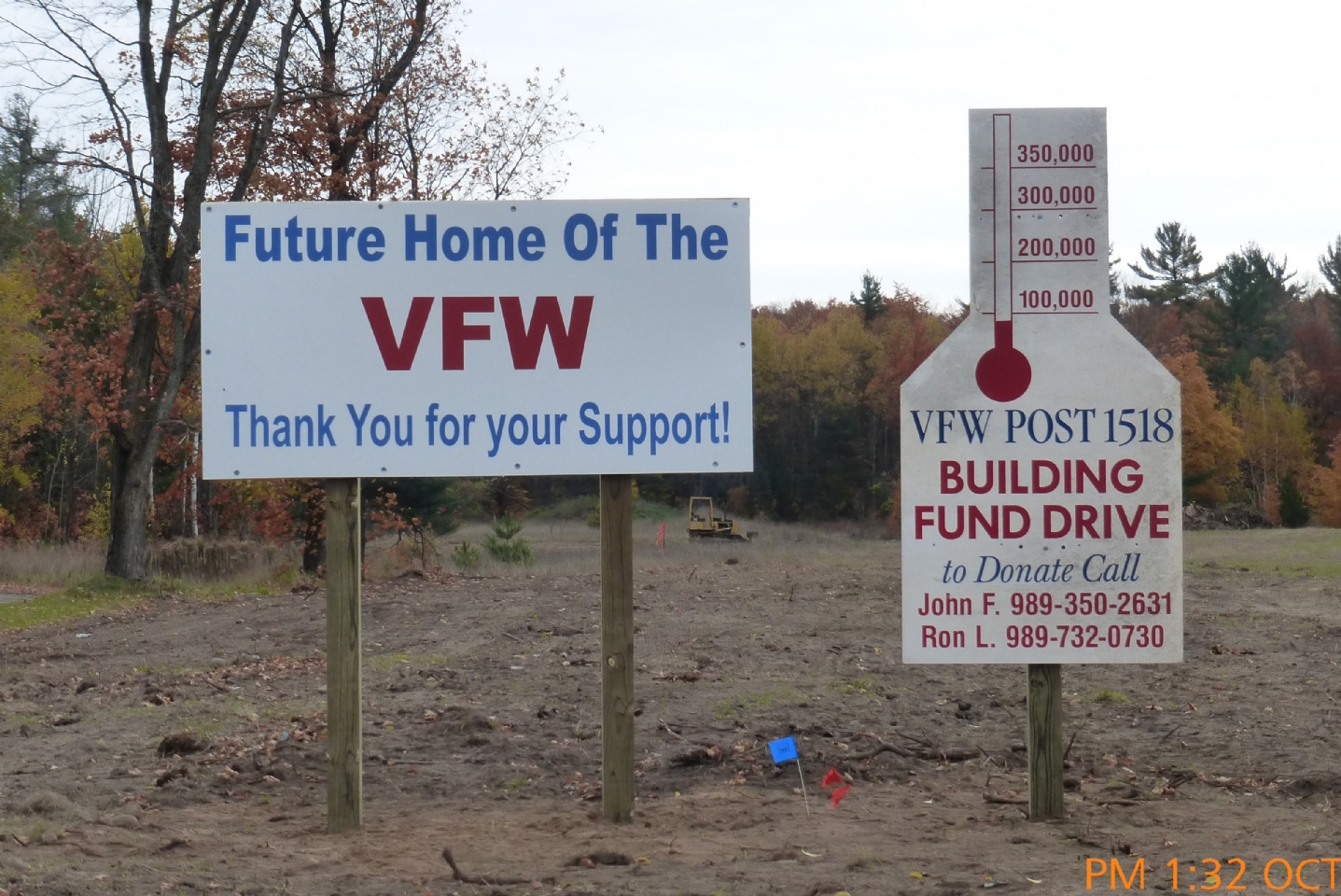 Initial fund raising signs on Old 27 acreage.
